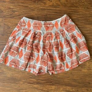 Orange and Gray Print Shorts